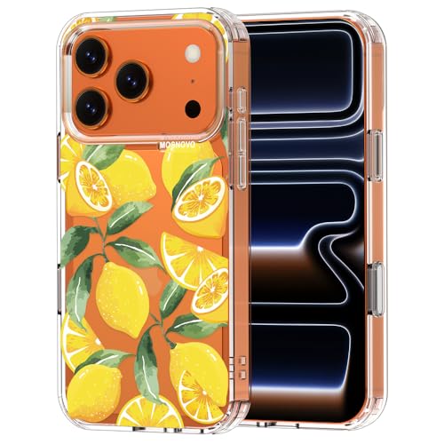 MOSNOVO for iPhone 17 Pro Case | Military Grade 6.6ft Drop Tested | Camera Control | Clear with Lemon Design