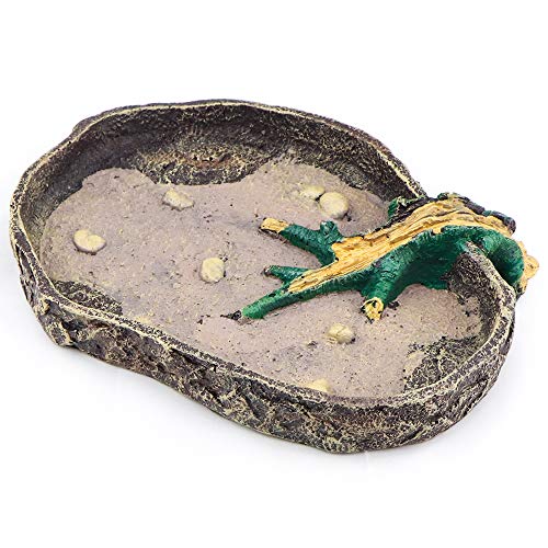 AQUA KT Reptile Terrarium Water Bowl Food Dish with Stable Base for Amphibian Lizard Snake Supplies