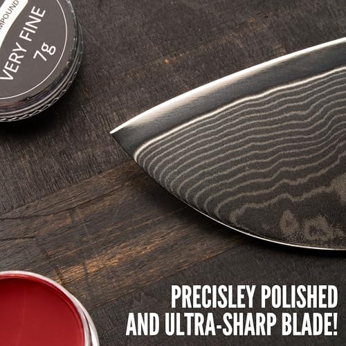 BACHER Premium Leather Strop with Polishing Compound Set, 2 Sided Knife Stropping Block for Sharpening and Honing Knives, Woodcarving Chisels Tools - Image 5