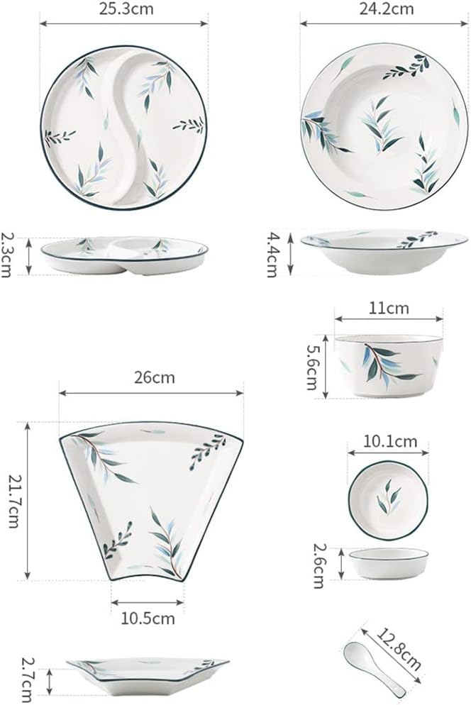 Ceramic Tableware Set Platter Combination Tableware Dinner Plate Saucer Soup Pot (D As Shown)
