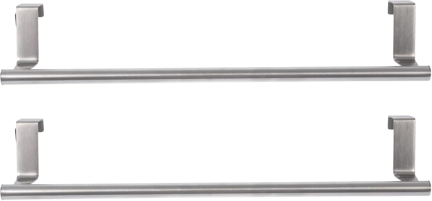 Toallero de acero inoxidable para colocar sobre la puerta, 2 piezas, soporte para toallas de baño, utensilios de cocina y más, resistente al óxido y