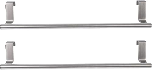 Toallero de acero inoxidable para colocar sobre la puerta, 2 piezas, soporte para toallas de baño, utensilios de cocina y más, resistente al óxido y