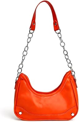 Small Hobo Shoulder Bag for Women, Metallic Handbag with Chain Strap, Crescent Purse