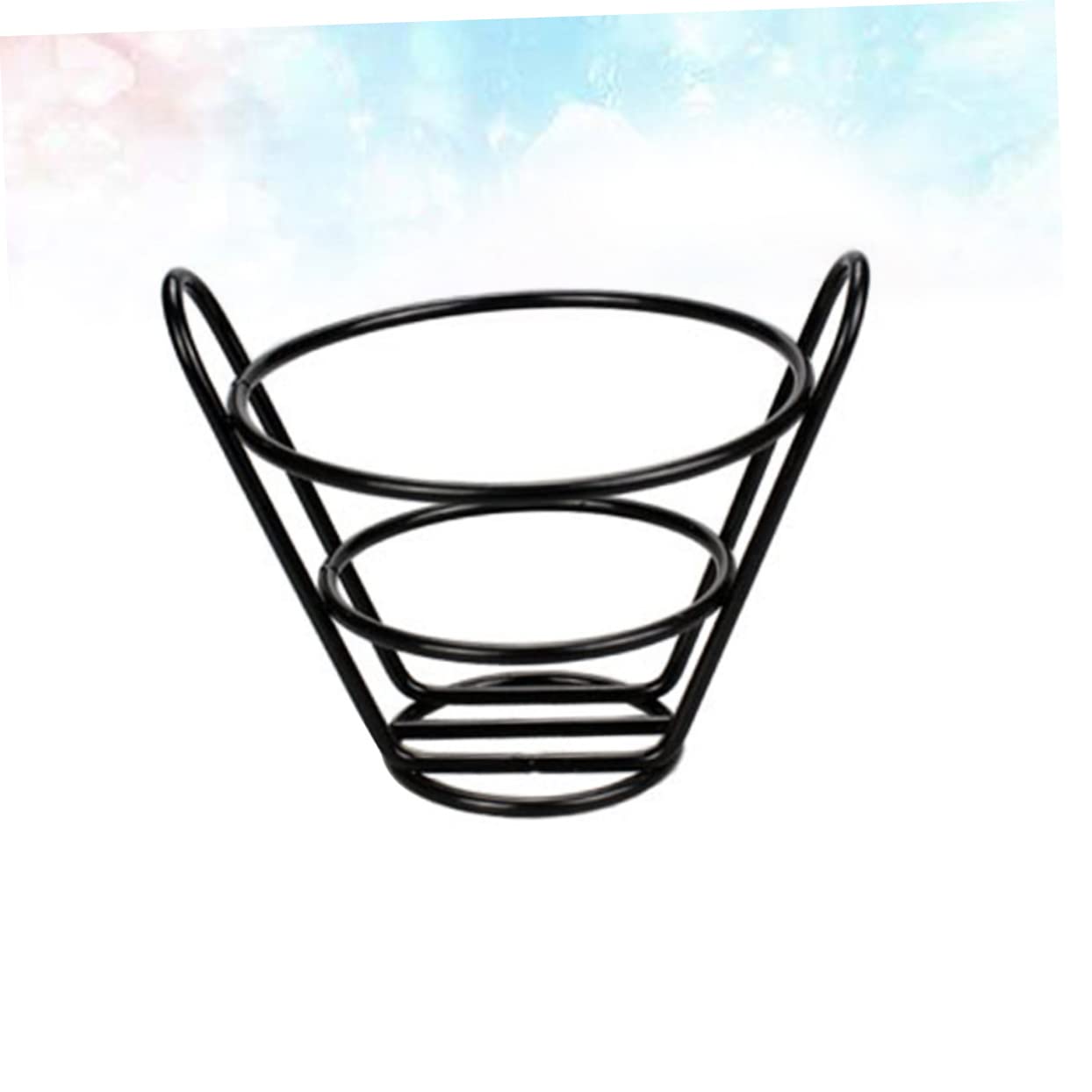 Alipis 1Pc Stainless Steel French Fry Stand Holder for Snacks Restaurant Serving Rack for French Fries Sticks and Appetizers Black