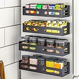 Magnetic Spice Rack Organizer for Refrigerator, LIDTOP 4pcs Hanging Spice Rack Wall Mount Metal Seas
