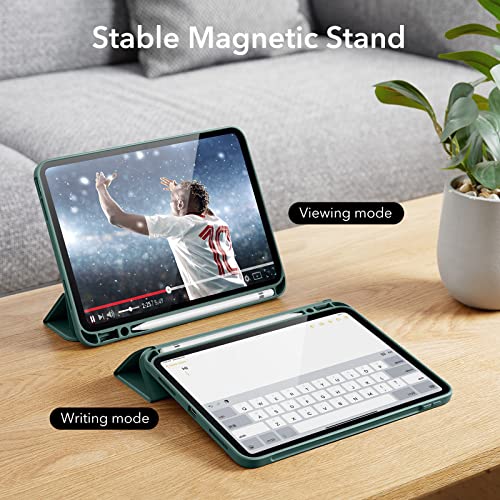 Image of ESR for iPad 10th Generation Cover (2022, 10.9 inch), iPad 10 Case, Built-in Pencil Holder, Flexible Back Cover, Trifold Stand, Auto Sleep /Wake, Rebound Pencil Series, Forest Green