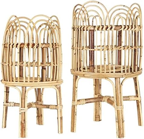 Ib LaursenRattan Flower Stand/Basket On Legs Set of 2