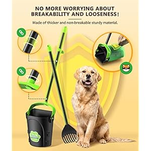 Large Swivel Bin & Rake Pooper Scooper with 40 Waste Bags, 36″ Long Handle & 4 Bag Hooks Adjustable Dog Pooper Scooper for Large Dogs and Pets, Portable Non-Breakable Dog Poop Scooper
