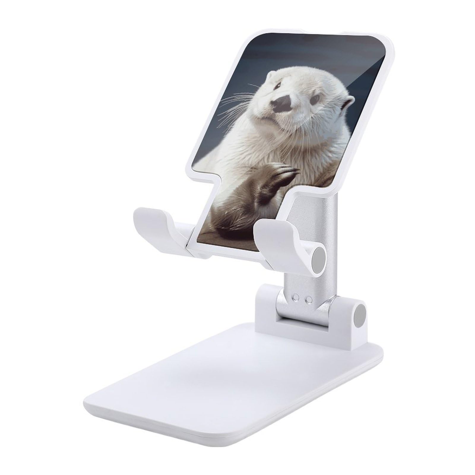 Support téléphone pliable loutre blanche réglable pour iPhone et Android - 6