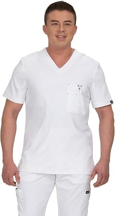 KOI Basics Bryan Mens 1-Pocket Tuck-in Scrub Top