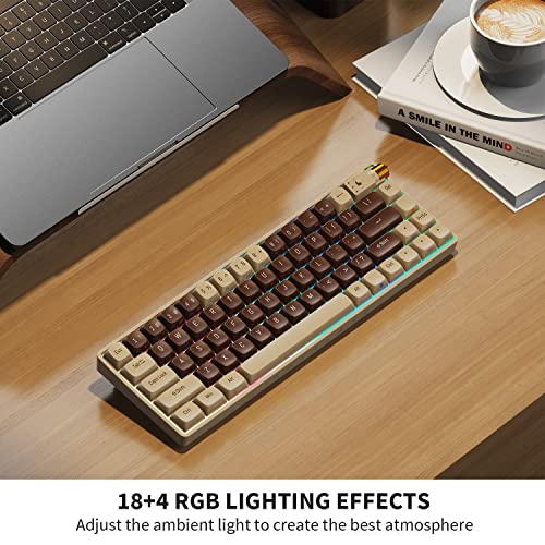 Royalaxe X Protoarc 60% Wireless Mechanical Keyboard, Hot-Swappable Wired/Bluetooth 5.0/2.4G Wireless Keyboard With Rgb Light For Windows & Mac, Pbt Keycaps, Gateron G Yellow Pro Switch, Lava Brown #TOP5