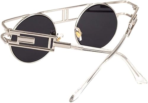 Miniatura 3 de kachawoo Gafas de sol redondas góticas steampunk para hombre, gafas de sol de metal retro, accesorios para mujer