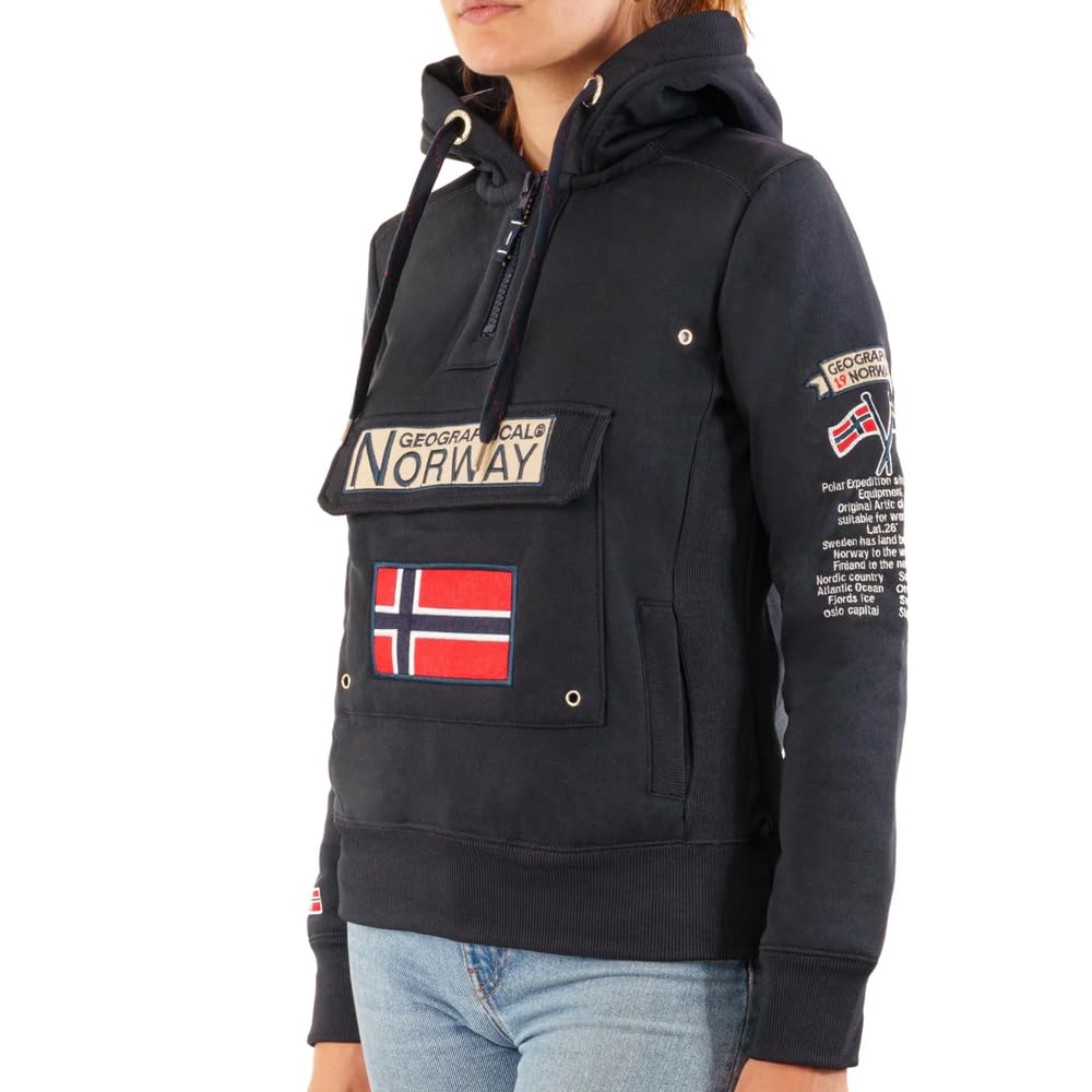 Geographical Norway Women's Navy Hooded Sweatshirt Blue Xxl 20, Xxl