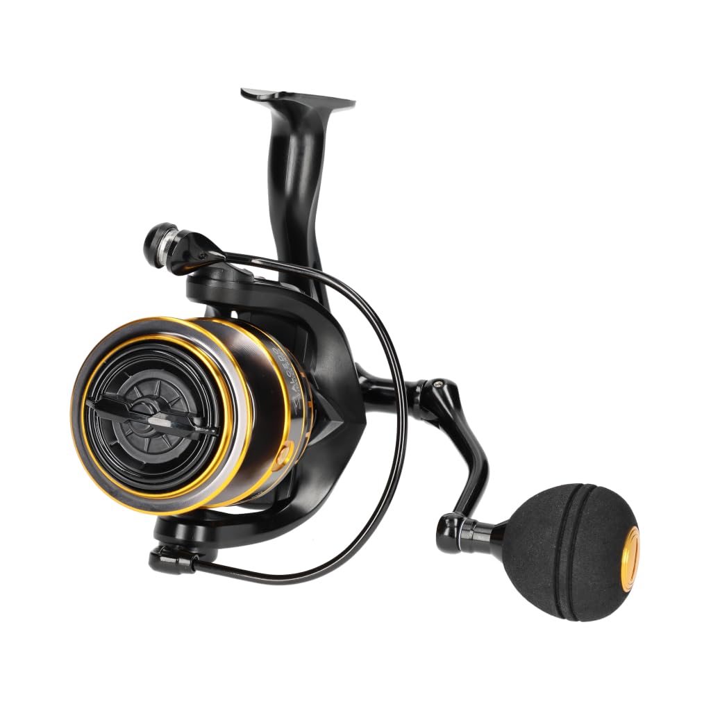 Alcedo Black Run Mulinello da Pesca 3000 4000 5000 con 5+1 Cuscinetti, Archetto Rinforzato, Bobina Anodizzata in Alluminio, Frizione Micrometrica Drag 8 kg, Mare e Acque Interne