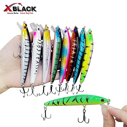 Xblack Minnow Lures Set Hard Lures Set 20Pcs Mixed Size And Color For Beginner Starter, Xblack Baits, Catch Big Fish! #TOP5