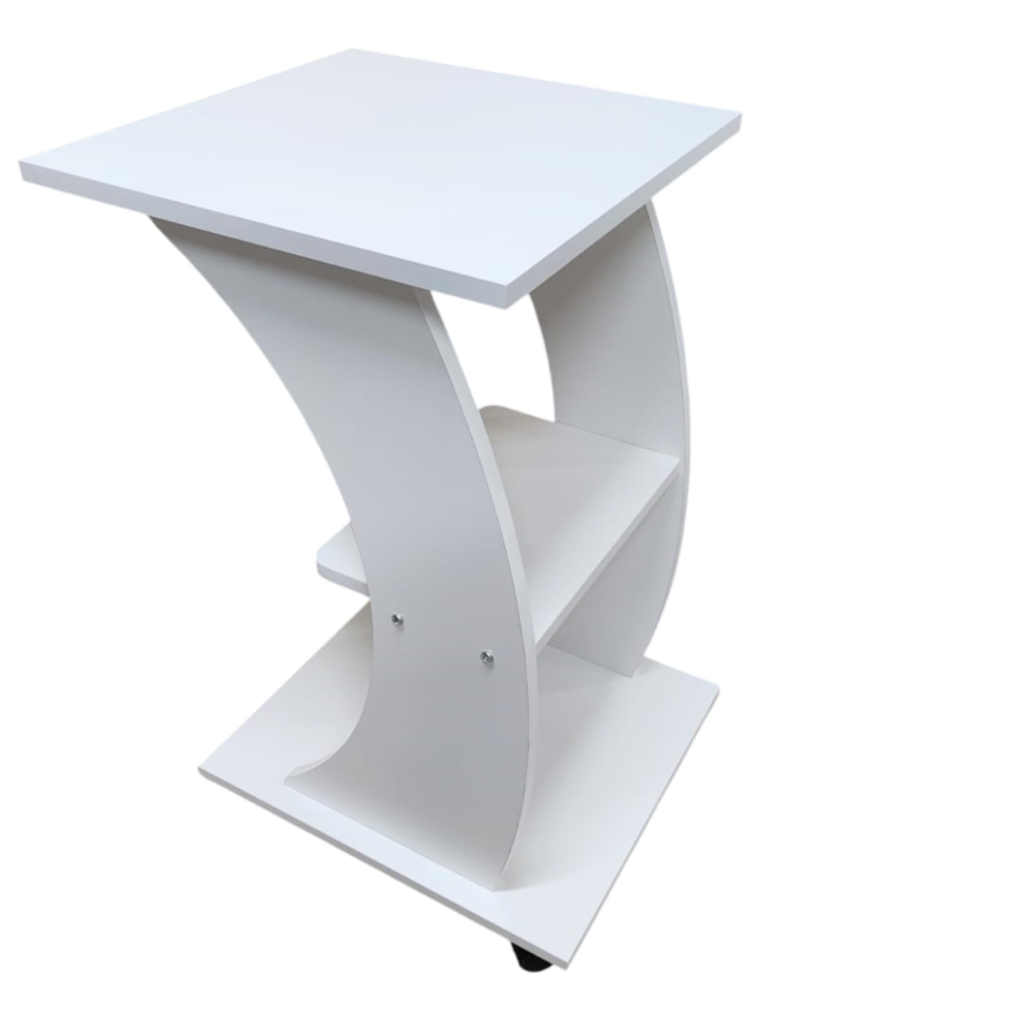 Matonti - Carrello con Ruote Girevoli Curvo Bianco Portaoggetti a Tre Ripiani. Ideale per Estetista, Salone di Bellezza, Parrucchieri. Carello 45 x 45 x 80 cm - Mobiletto Multiuso, 100% Made in Italy