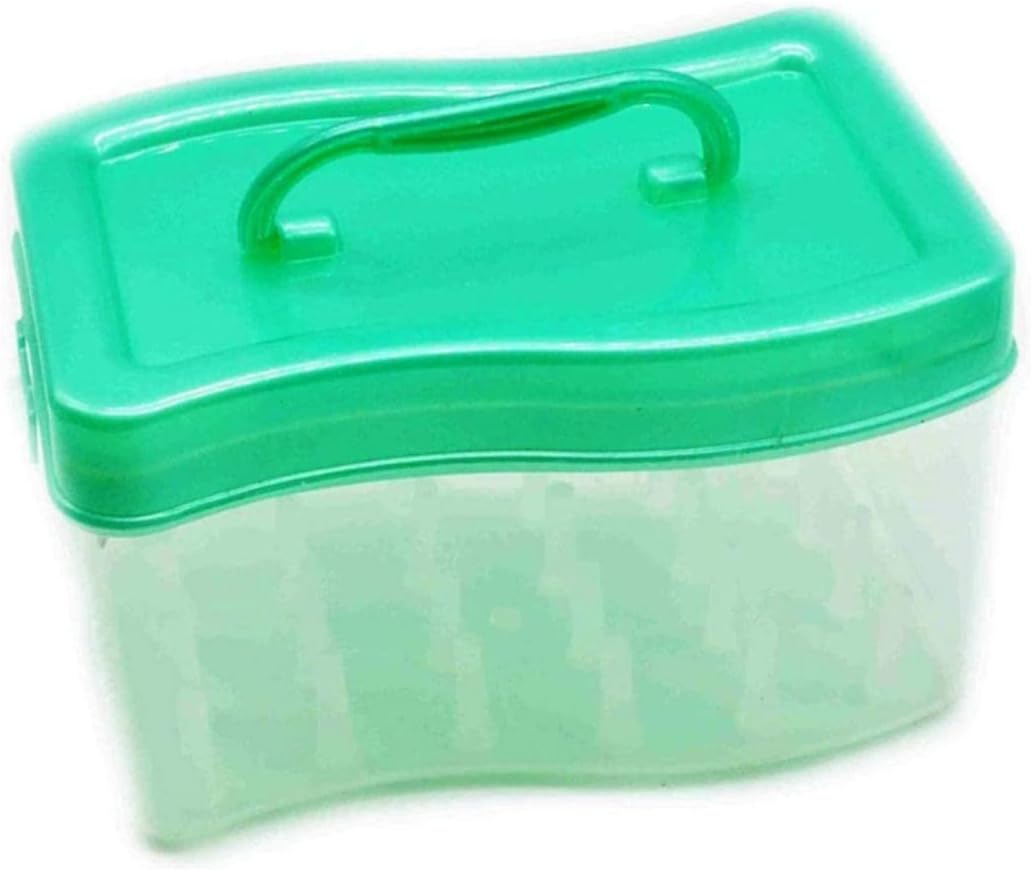 Modern Sewing Kit Thread Storage Box - 24 Reel Capacity, 2 Compartments, Plastic, Multi Colors, Snap Opening, Empty Box Assorted