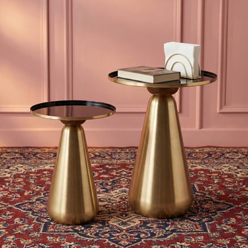 Image of Wakefit Modern Metal Nesting Side Tables (Set of 2), Round Coffee Tables for Living Room, Bedside Tables for Bedroom, Stylish Space-Saving End Tables