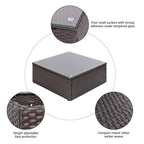 Devoko 9 Pieces Outdoor Patio Sectional Sofa All-Weather Patio Furniture Sets Manual Weaving Wicker Rattan Patio Conversation Set With Cushions And Glass Table (Brown) #TOP3