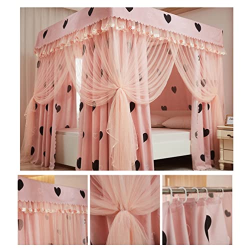 Mosquitera de lujo con cortina para cama de princesa rosa con soporte de 4 postes 180 cm 3