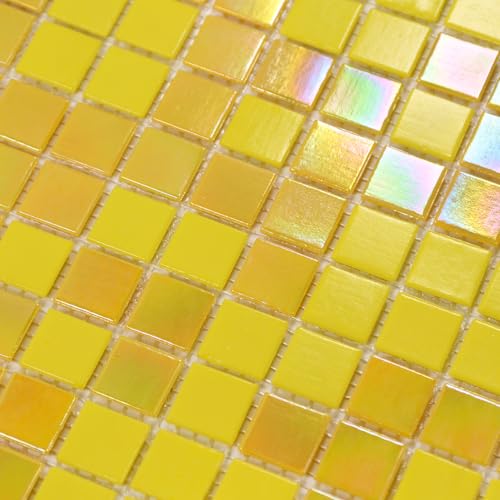 smafusion 11.5sqft Yellow Mosaic Floor and Wall Tile for Bathroom,