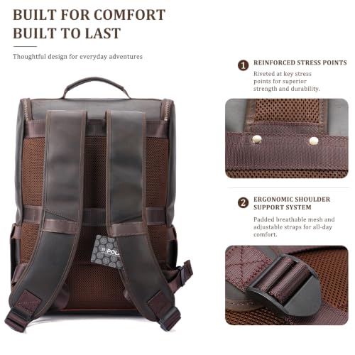 Polare Full Grain Leather Backpack for Men – Daypack for Business Travel - Image 6