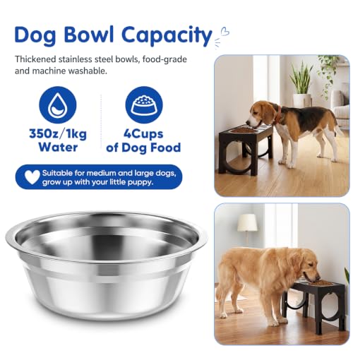 Image of XIAZ Elevated Dog Bowls Large Breed Raised Dogs Bowl Stand Large /Medium Sized Dog Stainless Steel Food Water Bowl Stands 5 Heights Adjustable 9 /11 /12 /14in Black Pet Feeder Dish Station