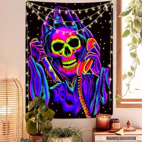 Jhdstore Blacklight Scary Horror Tapestry Blacklight Horror Face Tapestry Uv Reactive Tapestries Wall Hanging Glow In The Dark Party Backdrop Tapestry For Bedroom Living Room 60 Inch X 40 Inch thumb #7