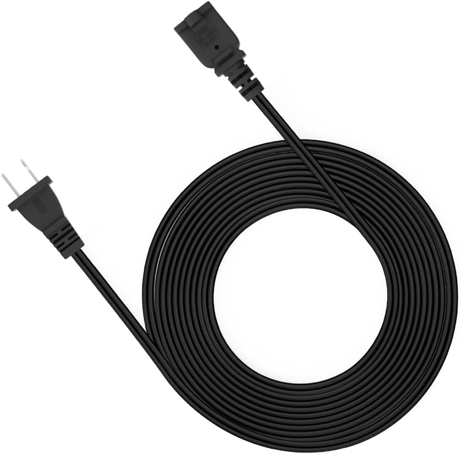 20 Ft Extension Cord US 2 Prong Long Extension Cord Black Cable 125v 10a Male to Female Power for Nema 1-15p to 1-15r