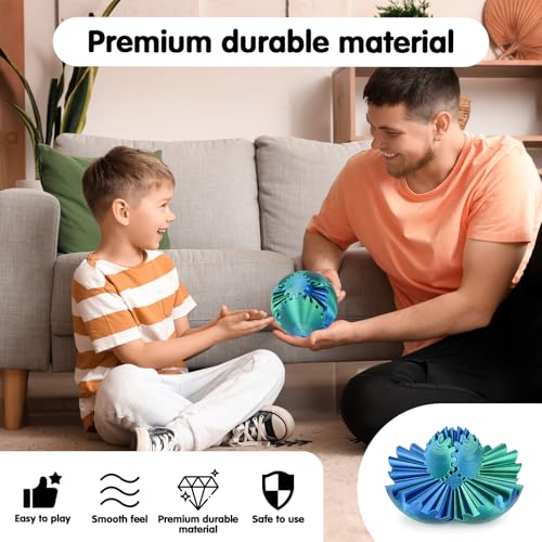 Image of Gear Ball 3D Printed Cube Fidget Toy,Gear Sphere Fidget Toys,Sensory Toys for Stress and Anxiety Relief, Desk Toy Fidget Spinners,Stocking Stuffers for Adults & Kids Gift(Blue Green, 3.1 Inch)