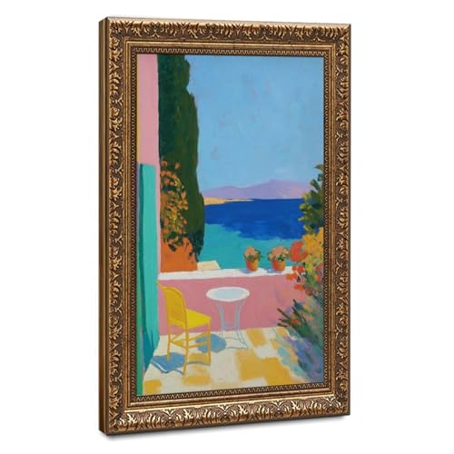 Poster Amalfi vue mer pour ensoleiller un salon sombre au style vintage
