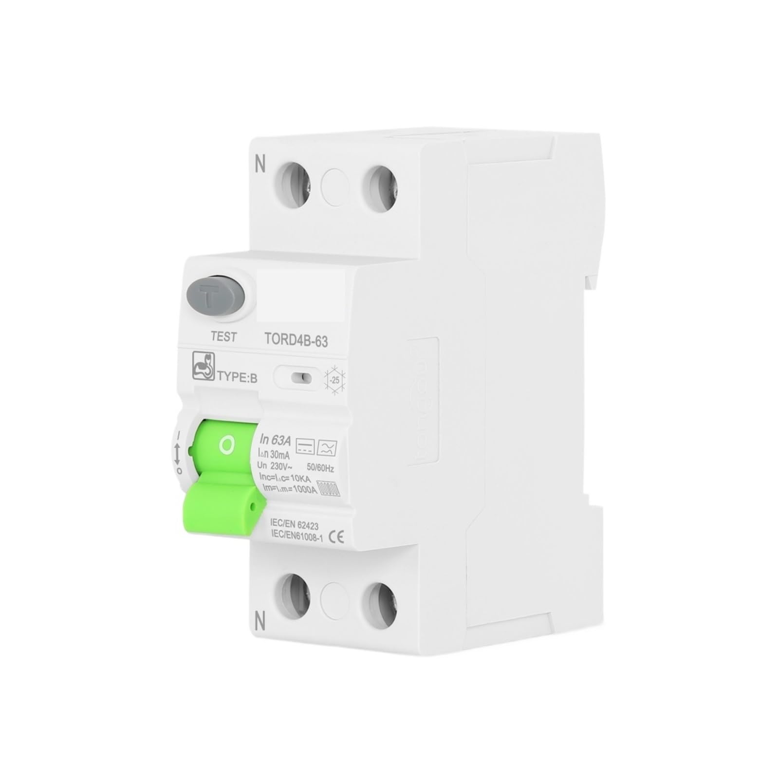 RCD Włącznik ochronny FI typ B Wyłącznik różnicowoprądowy Evse 2P 4P AC 40a 63a 30ma 100ma 300ma 100ma 10KA szyna DIN 230V (2P, 40A)