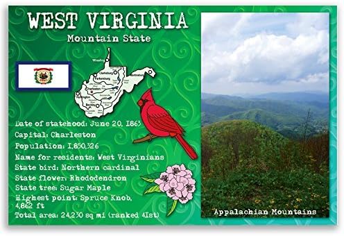 Amazon Com West Virginia State Facts Postcard Set Of 20 Identical Postcards Post Cards With Wv Facts And State Symbols Made In Usa Office Products