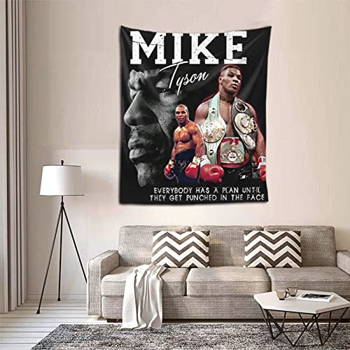 Mike Handsome Boxer Tyson Tapestry Wall Hanging Art For Living Room/Bedroom/Dorm Decorations Wall Art Porch Hangings Poster Banners Dorm Decoration Picnic Blankets 60X51(Inch), Black #TOP3