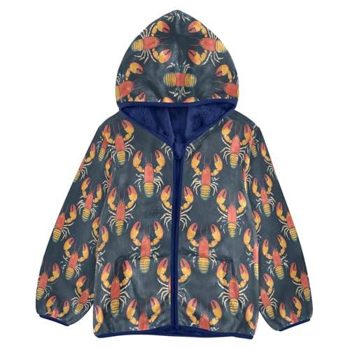 Abstract Lobster Cute Toddler Fleece Jacket Girl Boys Hooded Fleece Jacket Coat Warm Outwear Zip-up 3-10T