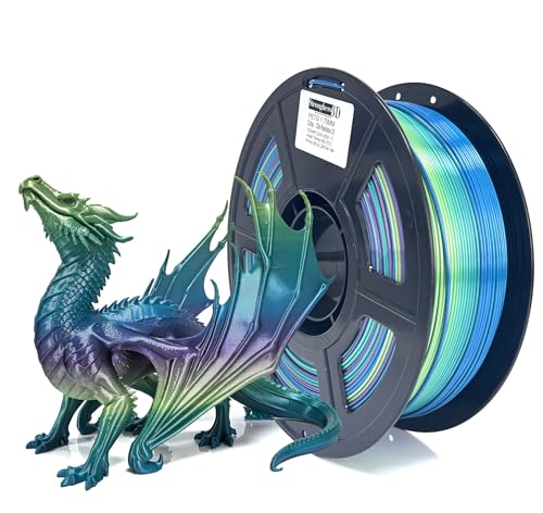Image of PETG Filament 1.75mm, High Speed Silk PETG Filament, Aurora Blue Green Purple, Glossy Shiny 3D Printer Filament for Fast FDM 3D Printing, 1kg Spool