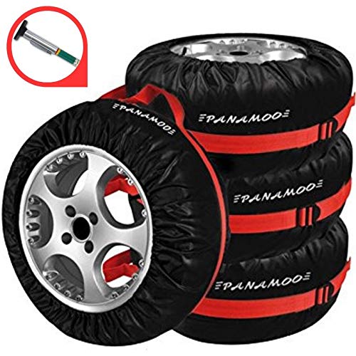 PANAMOO Spare Tire Cover Pack of 4 with Tire Tread Gauge, Best Seasonal