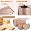 Lollicy 3 Pack Pullman Loaf Pan with Lids, Non-Stick Bread Loaf Pan, Heavy Duty Carbon Steel Corrugated Toast Box for Baking, Square Bread Pans for Homemade Sandwich, Bakeware (Rose Gold) #5