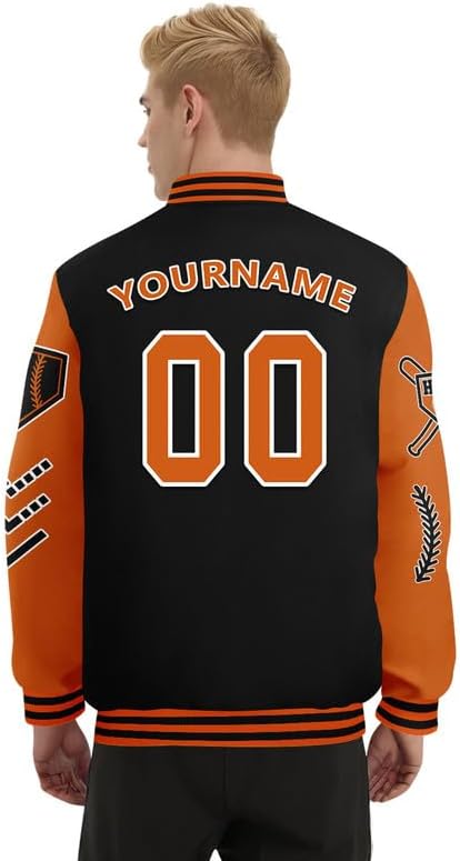 Customize Baseball Varsity Jacket Personalized Team Name & Number Retro College Bomber Jacket for Men Women