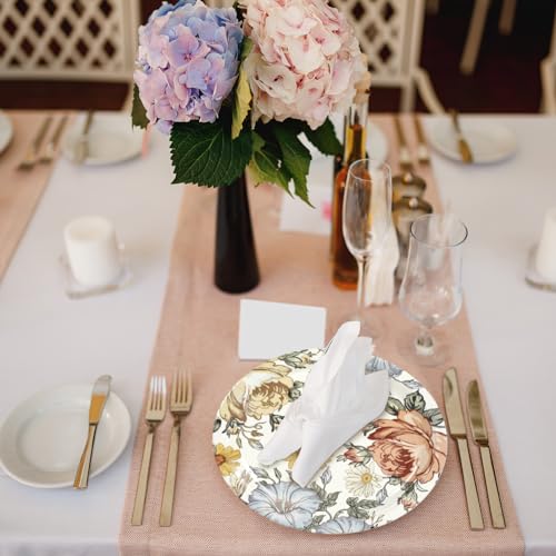 Uiifan 36 Pieces Vintage Flower Style Paper Plates, 9 Inches Elegant Wildflower Paper Plates Butterfly Disposable Plant Seashell Party Supplies for Garden Tea Wedding Birthday Shower (Floral) - Thumbnail 6