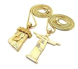 Gold Tone Opened Arm Jesus Pendant 24