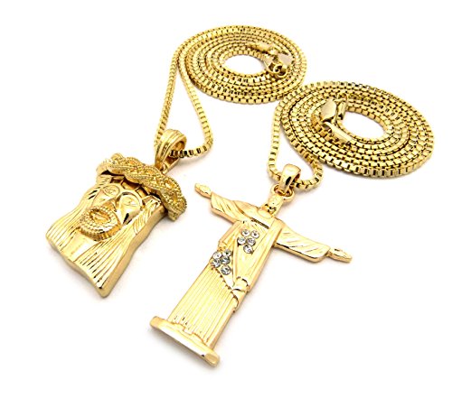 Gold Tone Opened Arm Jesus Pendant 24