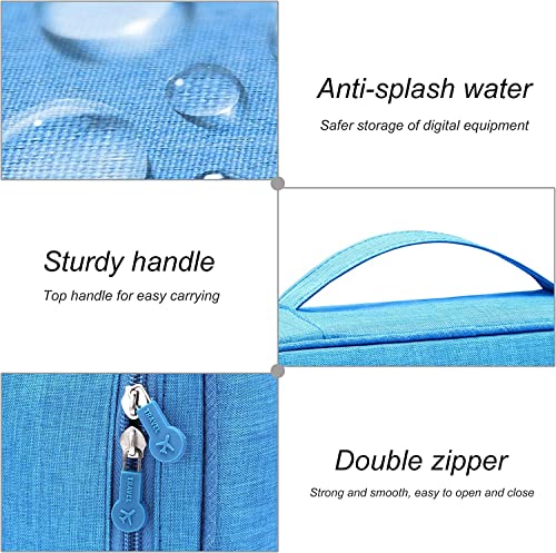 Image of House of Quirk Polyester Electronics Accessories Organizer Bag, Universal Carry Travel Gadget Bag For Cables, Plug And More, Perfect Size Fits For Pad Phone Charger Hard Disk - Light Blue