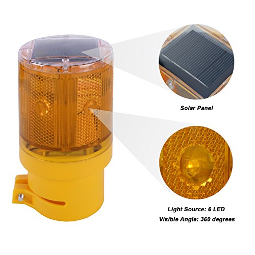 image for Qooltek Solar LED Warning Light Garden Warning Lamp Flashing Barricade