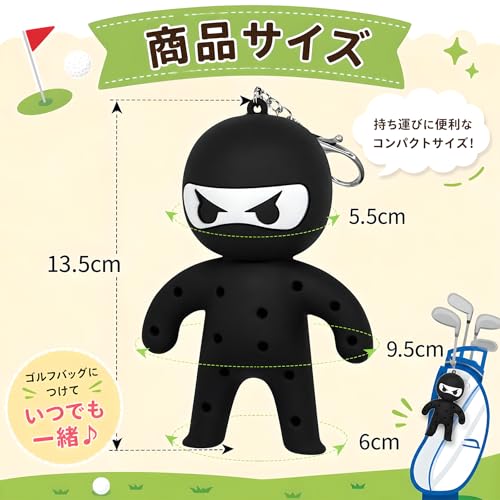 [Tomerry] ゴルフ ティーホルダー "忍耐くん" 13本のティーを収容可能 キーホルダー Ninja ノベルティー コンペ景品 (ブラック) 4枚目