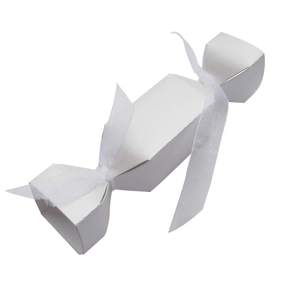 20 x White Pearlescent Christmas Cracker Boxes Christmas Favour Boxes