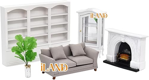 Miniatura 9 de iLAND Muebles modernos para casa de muñecas en escala 1/12 de sofá en miniatura para sala de estar de casa de muñecas (terciopelo azul oscuro)
