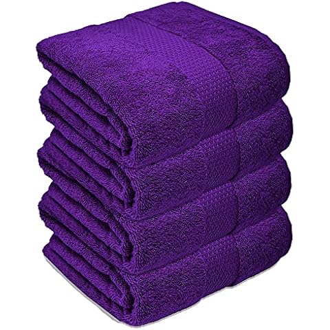 Xelay Juego de toallas de baño de lujo de algodón egipcio de 700 g/m² (morado, 4) Cover