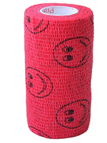 Image of 4 Inch Vet Wrap Tape Bulk (Assorted Patterns) (Pack of 6) Self Adhesive Adherent Adhering Flex Bandage Grip Roll Dog Cat