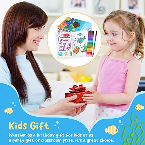 24 Under The Sea Coloring Books With 24 Stacking Crayons Ocean Animals Party Favors Mini Drawing Book Bulk For Kids Ocean Fish Party Birthday Party Goodie Bag Gift Stuffer School Classroom Activity #TOP6